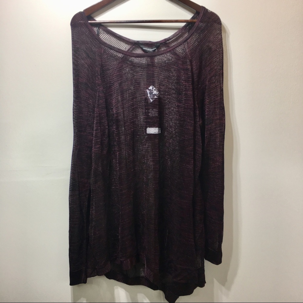 NWT Rock & Republic Burgundy  Asymmetrical Top 3X